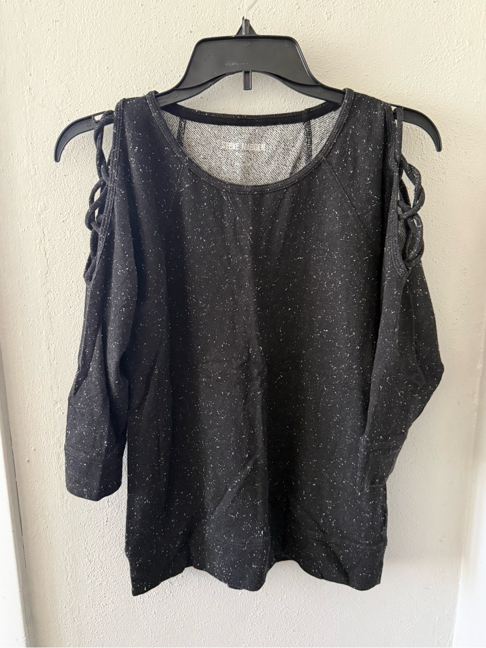 Steve Madden Black and White Speckled Knit Top